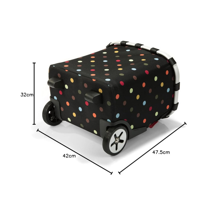 Reisenthel Carrycruiser Dots – Сумка-візок для покупок із міцною алюмінієвою рамою, плечовим ременем, знімною сітчастою внутрішньою кишенею, водовідштовхувальна