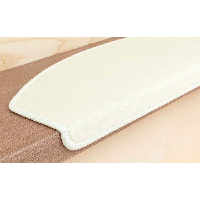 Комплект килимків для сходів Metzker® Vorwerk Uni, напівкруглі, 24 шт., бавовняно-білі, протиковзкі, індивідуальні та набори