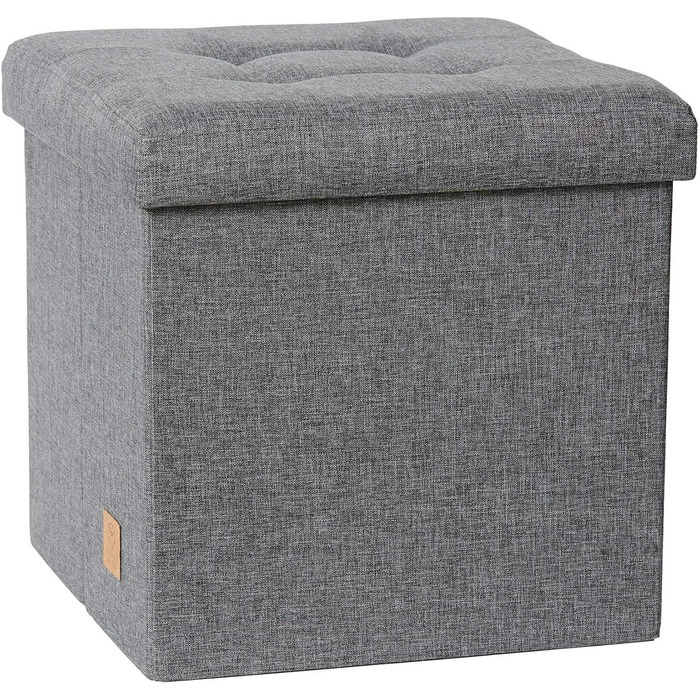 Преміум пуф зі сховищем LOVE IT STORE IT, лляний, укріплений деревом, сірий 38x38x38 см
