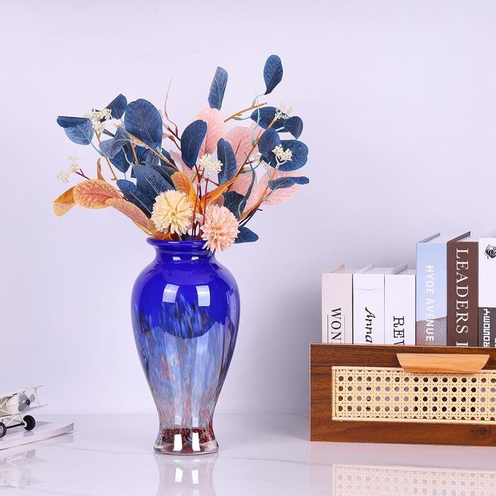 Ваза для квітів Murano Glas Mevsvase, блакитна, 30 см - декор на стіл, весілля, інтер'єр