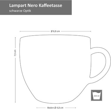MamboCat Кавовий сервіс Lampart Nero I 18 предметів, для 6 осіб, чорний матовий, сучасний етно-стиль, кераміка