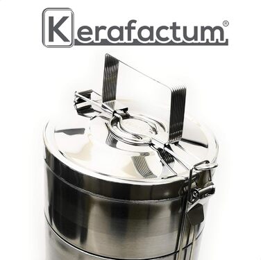 Термос для їжі Kerafactum з нержавіючої сталі, багатоярусний контейнер для транспортування, 4 секції, 3,6 л, ланчбокс для обіду, індійський харчовий контейнер, термоконтейнер