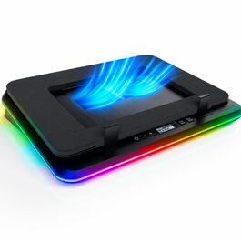 Ігровий охолоджувач для ноутбука KLIM Turbofrost до 17 дюймів, 4 вентилятори, RGB підсвітка, алюміній, чорний