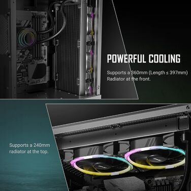 Корпус для ПК ANTEC NX500M ARGB з сітчастою передньою панеллю, 3 ARGB вентиляторами 120 мм, скляною бічною стінкою, підтримкою до 6 вентиляторів і радіатора 360 мм, Type-C 3.2 Gen2