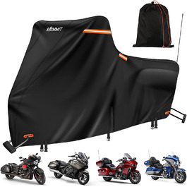 Моточохол водонепроникний 420D преміум для Harley Davidson Touring, захист від УФ, дощу та пилу, Deluxe, з бічними кофрами 274x111x142 см, чорний
