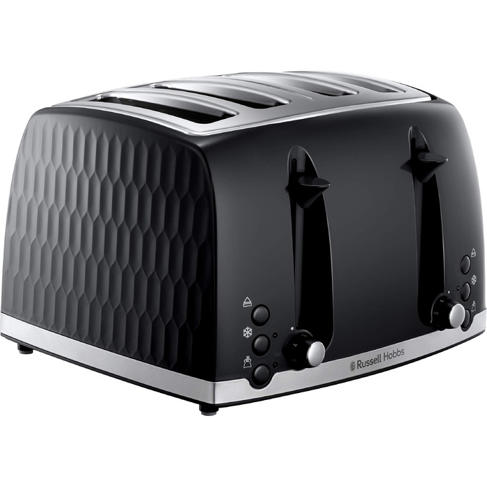 Тостер Russell Hobbs 26071 на 4 тости, чорний: сучасний дизайн, широкі слоти, підйомний механізм