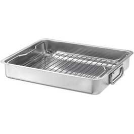 Форма для запікання з решіткою IKEA Koncis, нержавіюча сталь, 40x32x7 см, срібляста