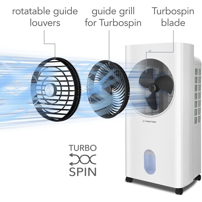 Trotec Aircooler PAE 31: Мобільний 3-в-1 Повітряний Охолоджувач, Зволожувач та Вентилятор, 6л, 1л/год, 3 швидкості, Таймер, Нічний режим