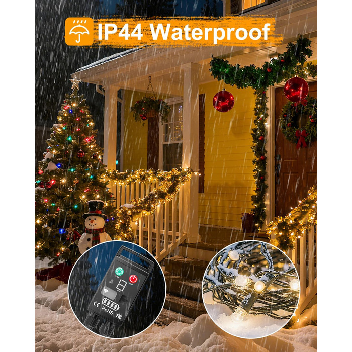 Світлодіодна гірлянда Kinamy для вулиці на батарейках, 20м (2x10м), 100 LED, акумулятор 3600mAh, перезарядна