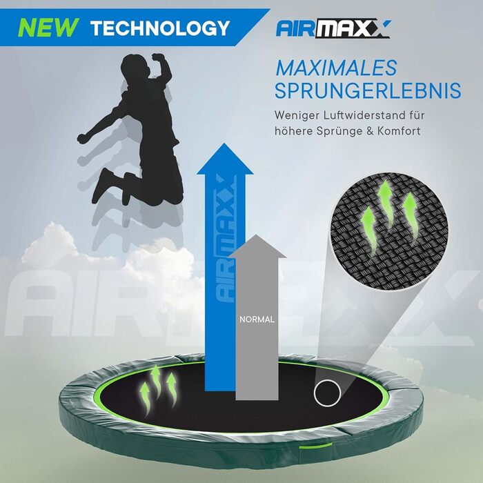 Батут Kinetic Sports Bungee Safety Elite Ø 366 см для дітей та дорослих (темно-зелений) - AirMAXX, без пружин, вуличний
