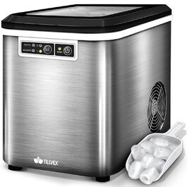 Машина для льоду tillvex, нерж. сталь, 12 кг/24 год, 2,2 л, LED, самочищення, 2 розміри кубиків, срібляста