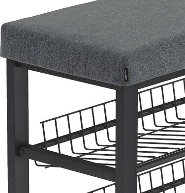 Стійка для взуття з лавкою Stardis, металева, 2 полиці, антрацит, 81x50x32 см – компактна взуттєва тумба для передпокою, вітальні чи спальні, захист від подряпин