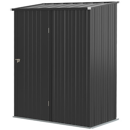 Outsunny Garden Shed 1,34 м² Садова шафа, що закривається, з моноскатним дахом з оцинкованої сталі, 161,5x94,5x196 см, чорний