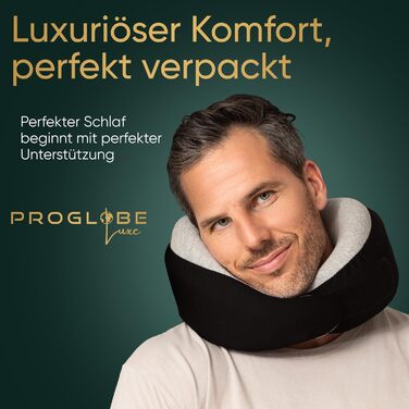 Подорожні подушки для шиї Proglobe Luxe з ефектом пам'яті (Memory Foam) з підтримкою підборіддя та сумкою для зберігання, Антрацит
