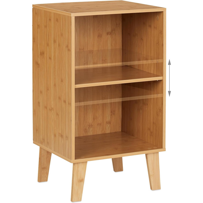 Бамбукова книжкова полиця Relaxdays, 2 секції, відкритий шафа, 70x40x35 см, регульована полиця, підлогова, натуральний колір, фіброва плита