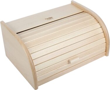 Дерев'яний хлібниця з роликовою кришкою Creative Home, 38x28,5x17,5 см, натуральна, для хліба, булочок та випічки, стильна хлібна скриня для кухні