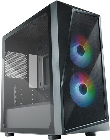 Корпус для ПК Cooler Master CMP 320 Mini-Tower, чорний, Micro-ATX, скляна бічна панель, 2x 120 мм ARGB вентилятори, підтримка різних компонентів, з кришкою для блоку живлення