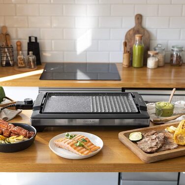 Електрична гриль-плита Cecotec Tasty&Grill 2000 InoxStone, 2000 Вт, нержавіюча сталь, регульована температура, антипригарне покриття