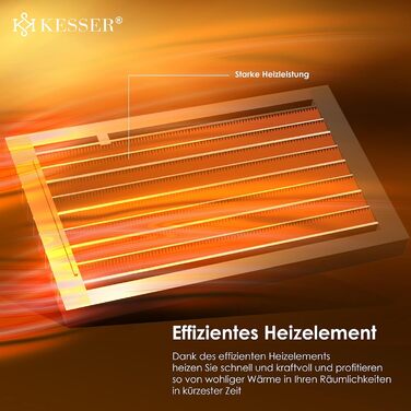 Обігрівач KESSER® 2000W з пульт дистанційного керування, керамічний, тихий, з осциляцією, таймером, 15-30°C, чорний