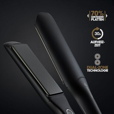 ghd Max – професійний випрямляч для волосся з широкими пластинами, для довгого, густого чи кучерявого волосся, швидке випрямлення та створення хвиль, технологія Dual-Zone, чорний