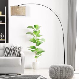 Торшер Lightbox Nature 154 см з абажуром з плетеного ротангу, металевий, E27 до 60 Вт, світло-коричневий/чорний, для вітальні