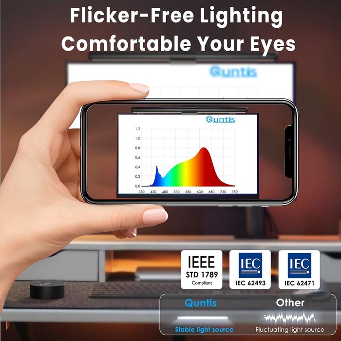 LED лампа для монітора Quntis з дистанційним керуванням та сенсорним управлінням, 40 см, захист від синього світла, USB, автоматичне регулювання яскравості, для ПК, офісу