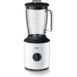 Блендер Braun PowerBlend 3 JB 3150 WH, 1,5 л, 800 Вт, скляна чаша, кухонний помічник для подрібнення, пюрирування та змішування, білий
