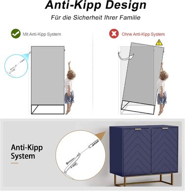 Комплект з двох комодів UEV 160x40x77,5 см, темно-синій – багатофункціональна шафа з 4 дверцятами та регульованими полицями для вітальні, спальні, кухні, буфет, ТВ-тумба, шафа для зберігання