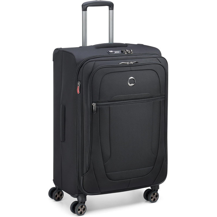 Велика м’яка валіза DELSEY PARIS Helium DLX 84 л, чорна, розсувна, 71×45×33 см