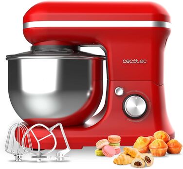 Міксер Cecotec Cecomixer Merengue 5L 1200W з 6 режимами, червоний. 5л чаша з нержавіючої сталі, аксесуари для збивання та замішування