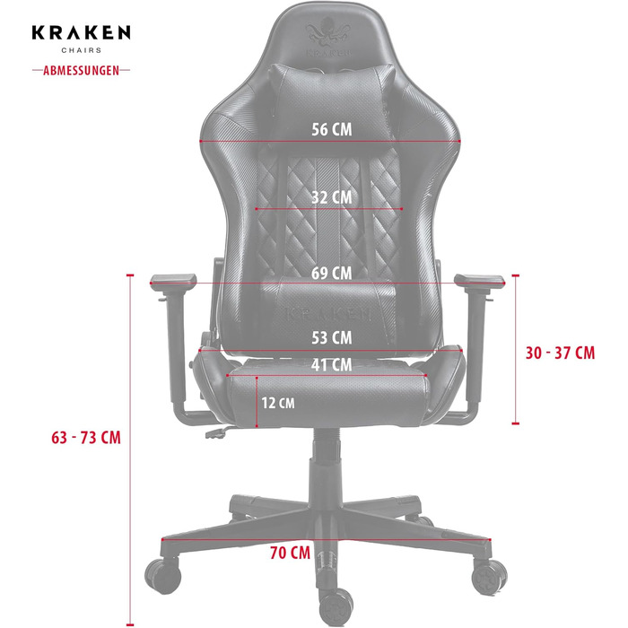 Ігрове крісло KRAKEN CHAIRS, ергономічне, офісне, з регульованою висотою, 3D підлокітниками, подушкою для попереку та підголівником, чорне-сріблясте, екошкіра