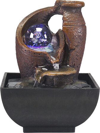 Декоративний кімнатний фонтан BEPER Amphora з підсвіткою, чорний, смола, компактний