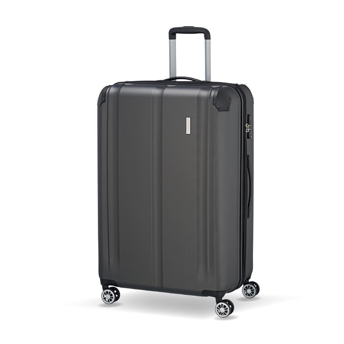 Валіза Travelite City L, 77 см, розширювана, об'єм 113-124 л, колір антрацит (сірий)
