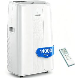 Мобільний кондиціонер LEENON 14000 BTU 4-в-1: охолодження, осушення, вентиляція, нічний режим. З пультом, таймером на 24 год, авто-свінгом, для приміщень до 50м² (білий)