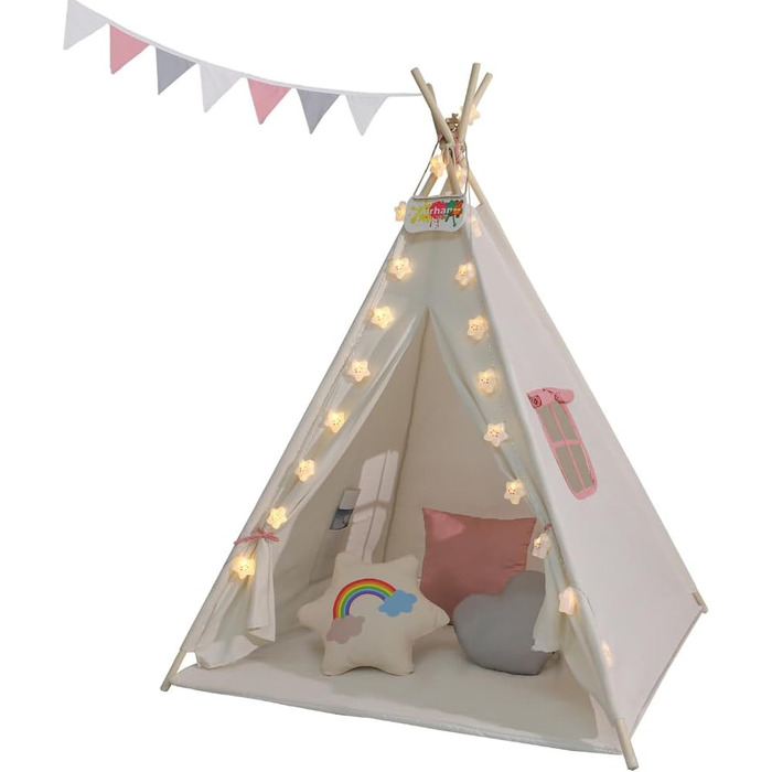 Дитячий намет Kinder Tipi Julia, 120x120x160 см, рожево-бежевий