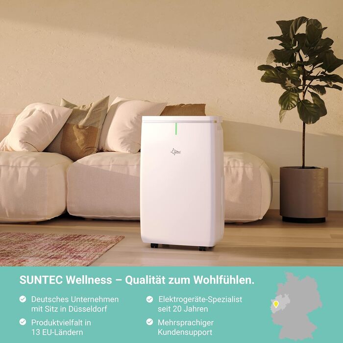 SUNTEC DryFix 20 Lumio: Електричний осушувач повітря для приміщень до 63 м² – 20 л/добу, 3-в-1 (осушувач, очищувач повітря, сушарка для білизни)