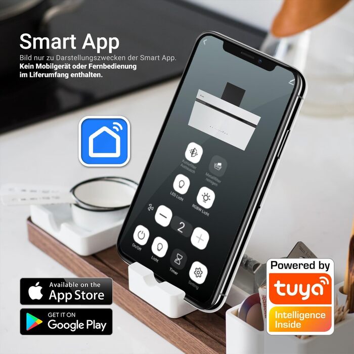 Витяжка для кухні KKT KOLBE AURORA6005FB 90 см, чорна з білим склом, потужність 782 м³/год, WiFi, RGBW LED-підсвітка, сенсорне керування, режим рециркуляції та відведення