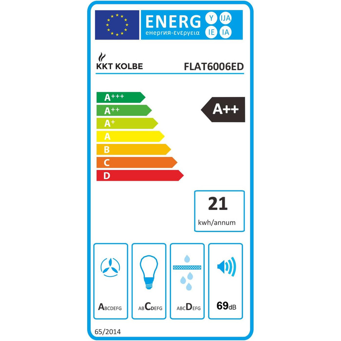 Витяжка для кухні KKT KOLBE FLAT6006ED 60 см, сталь та чорне скло, з WLAN, сенсорним керуванням та режимами відводу/рециркуляції повітря