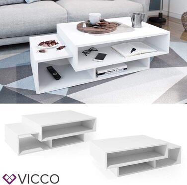 Журнальний стіл Vicco Bari, білий, 105x32 см, сучасний дизайн для вітальні