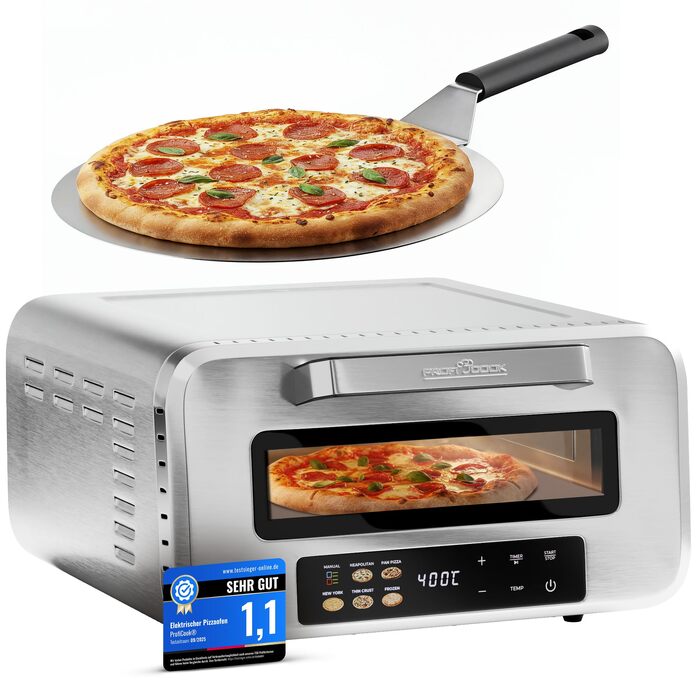 Електрична піч для піци ProfiCook PC PO 1323 з піцельним каменем, до 400°C, з лопаткою для піци