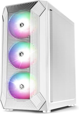 Ігровий корпус для ПК EMPIRE GAMING Ruby, білий, середній Tower ATX/MATX/ITX, акрилова бокова панель, ARGB підсвічування, 4 вентилятори 120 мм, MB Sync