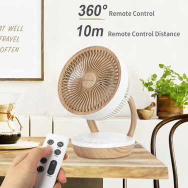 Вентилятор настільний MYCARBON FS05-DC: тихий, 8 швидкостей, 1850 м³/год, ECO-режим, 3D-циркуляція повітря для спальні 30м², таймер 8 год