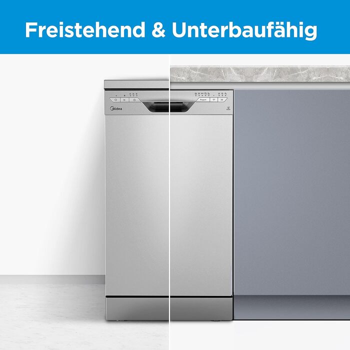 Посудомийна машина Midea SF 3.45N PRO: 9 комплектів, Inox, Wi-Fi, 47 dB, 45 см, енергоклас E