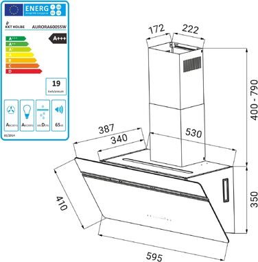 Витяжка кухонна KKT KOLBE AURORA6005FB 60 см, чорна зі склом, продуктивність 782 м³/год, Smart WiFi, RGBW LED-підсвітка, режим рециркуляції та відведення