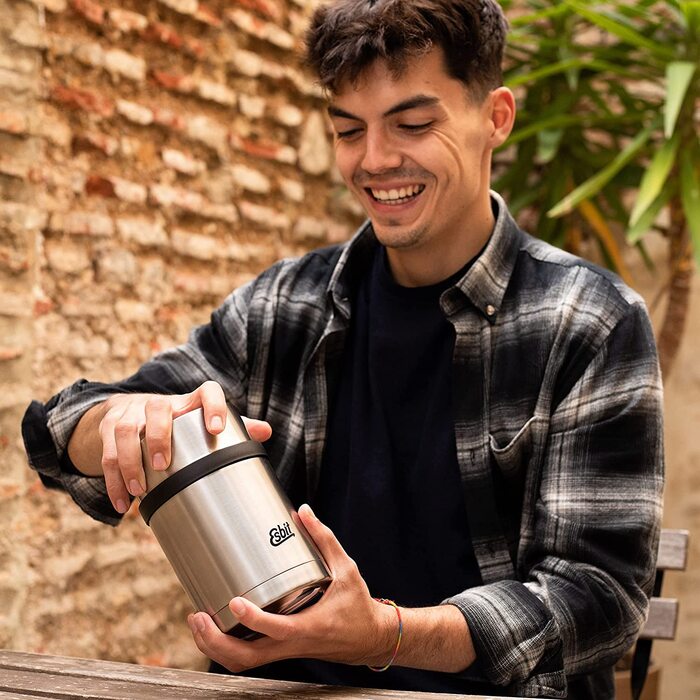 Термос для їжі Esbit Sculptor з гравіюванням, нержавіюча сталь, BPA-free, чорний/срібний, 500/750/1000 мл, для гарячих і холодних страв, супів та салатів