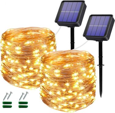 Сонячна гірлянда Oreunik 2×12 м, 240 LED, тепле біле світло, водонепроникна, для вулиці та дому: декор саду, тераси, дерев, вечірок, весіль, свят