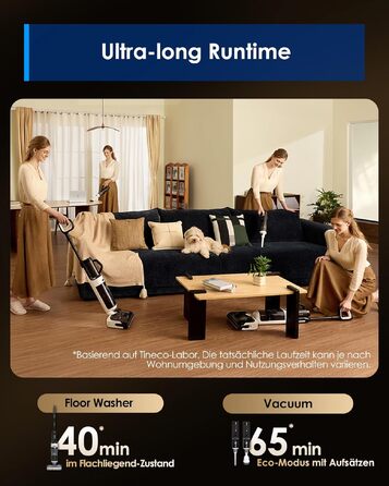 Tineco FLOOR ONE Switch S6 Stretch Breeze: 2-в-1 пилосос для сухого та вологого прибирання з функцією самоочищення та тривалістю роботи 60 хв