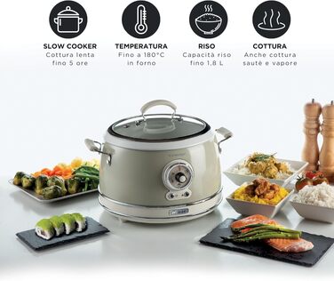 Мультиварка Ariete Vintage 2904 блакитна 3.5 л для рису, приготування на пару, повільного приготування з керамічним антипригарним покриттям 650 Вт