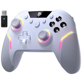 Бездротовий ігровий контролер EasySMX X20 для PC, Switch та смартфонів: RGB-підсвітка, Hall-ефекти, знімні стіки, механічні кнопки та 6-осьовий гіроскоп, білий