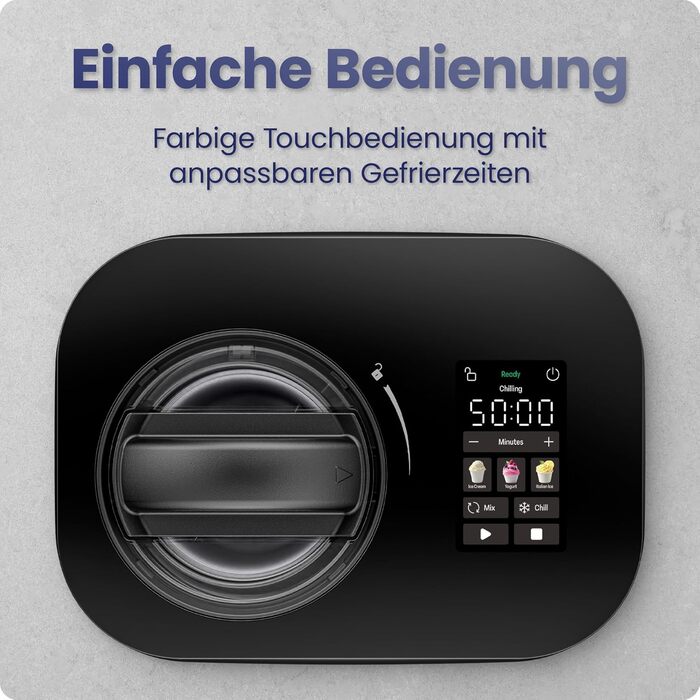 Морожениця Chefman Iceman з компресором, 2 x 600 мл, чорна - для морозива, сорбету, йогурту